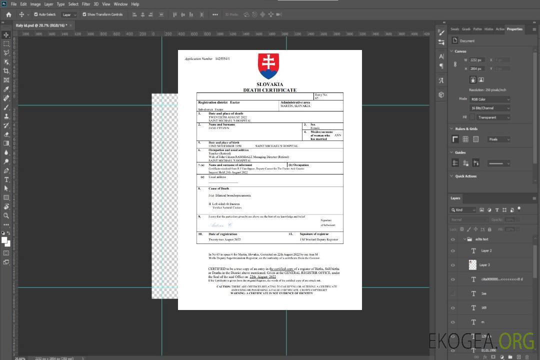 Modèle Word et PDF de certificat de décès en Slovaquie template Modèle Word et PDF de certificat de décès en Slovaquie template